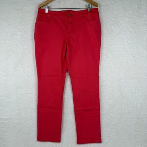 The Limited 678 Red Straight Leg Denim Jeans Womens 14 Cotton Stretch Solid‎